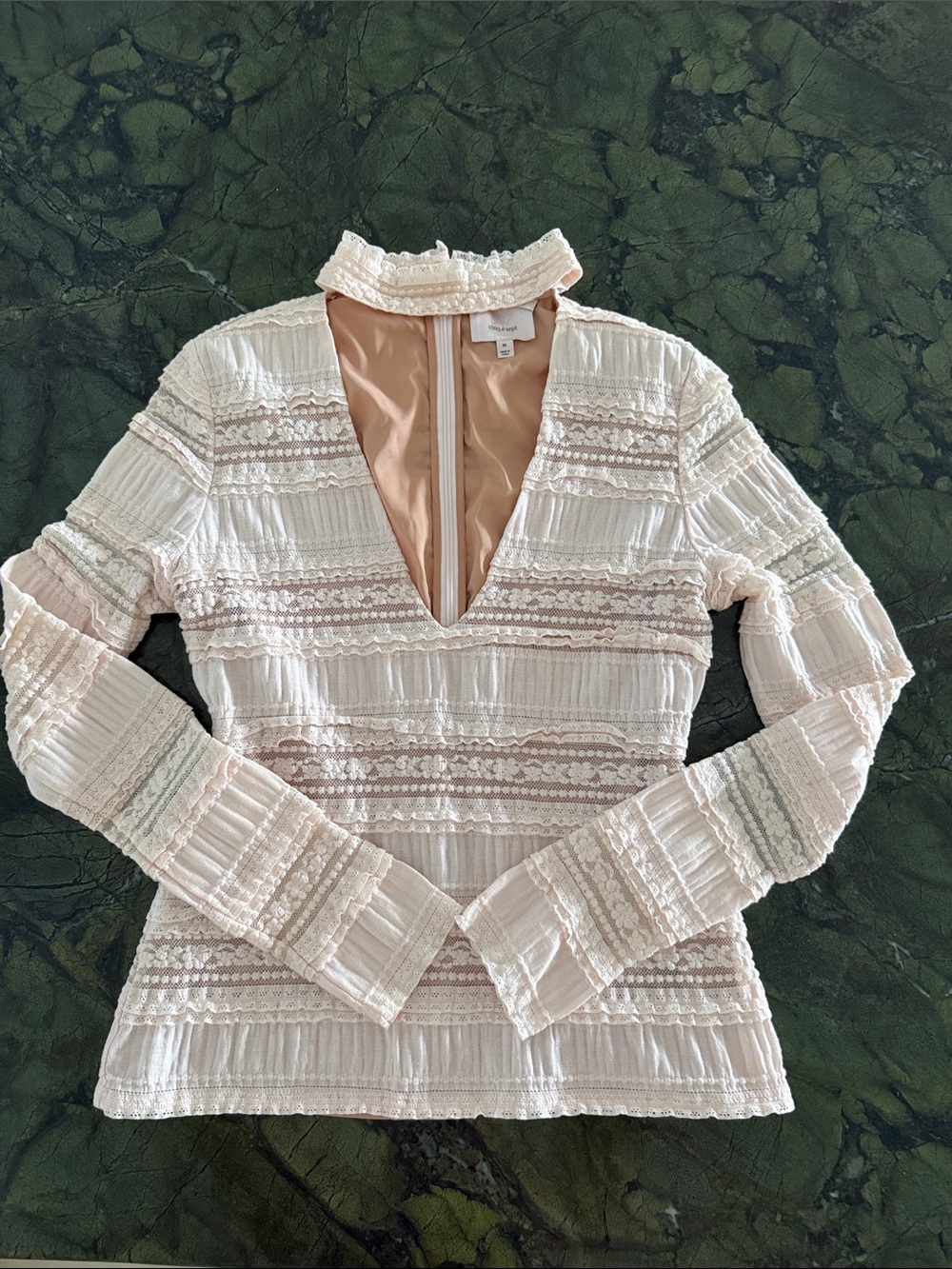 Cinq a Sept M Blush Pink Lace Top